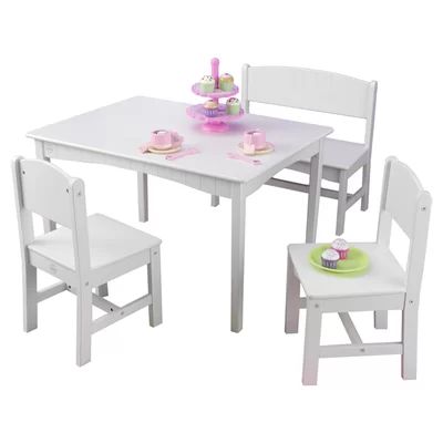 Nantucket Kids 4 Piece Table and Chair Set Chair Color: White | Wayfair North America