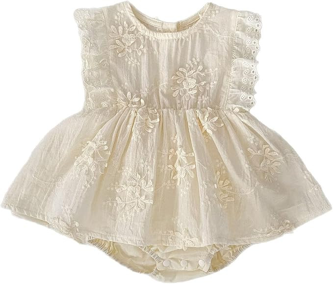 HOOLCHEAN Baby Girl Summer Lightweight Cotton Romper Dress One-Piece with Embroidery Lace Ruffles... | Amazon (US)