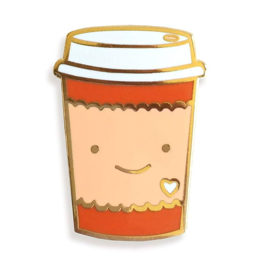 Coffee Enamel Pin – Cute Smiling Coffee To Go Cup – Cheerful, Colorful Lapel Pin for Jacket, ... | Amazon (US)