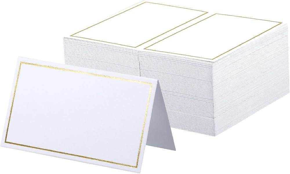 Place Cards Pack of 120 - Small Table Name Cards with Gold Foil Border Weddings, Banquets, Events... | Amazon (US)