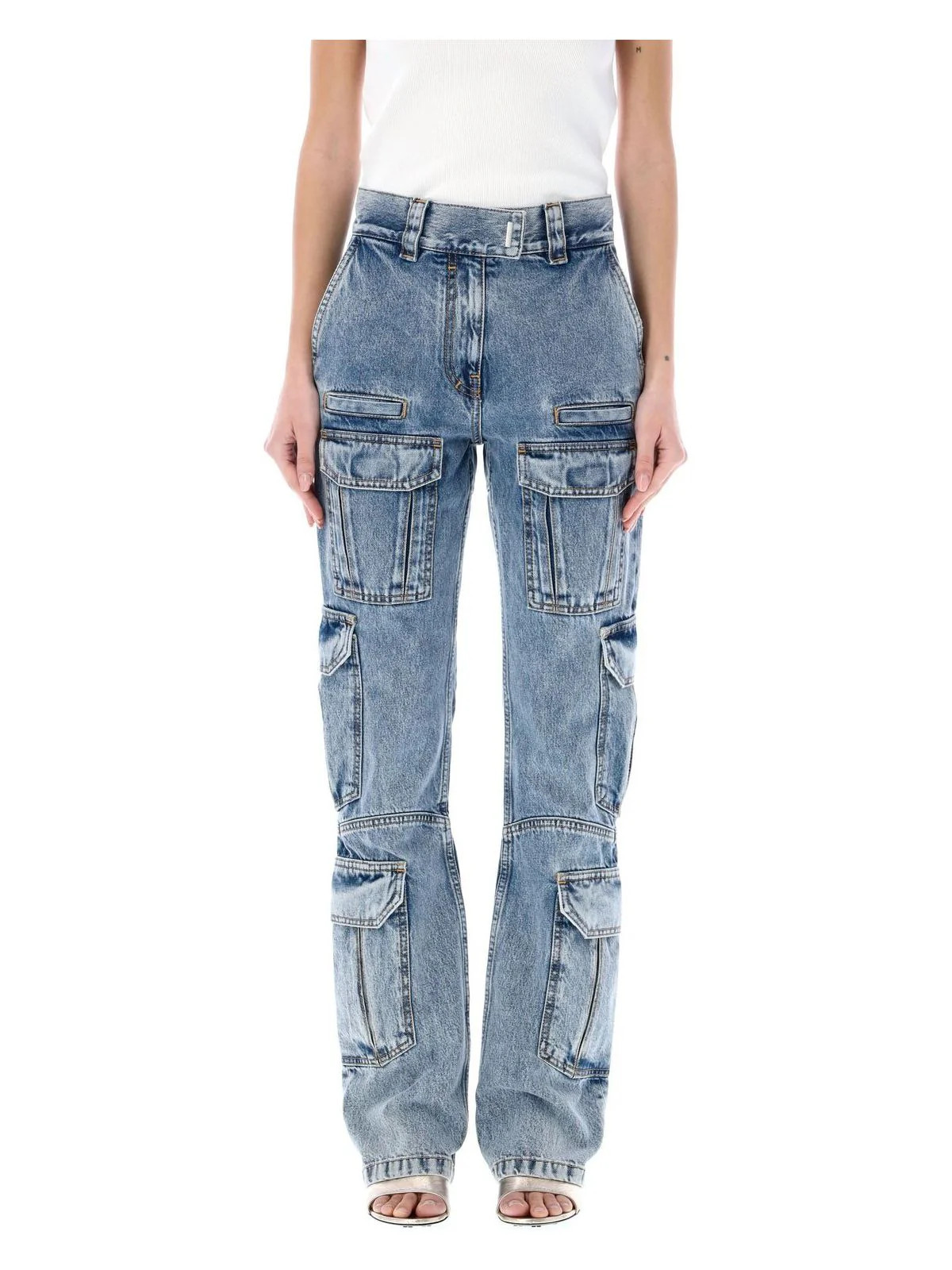 Givenchy Women's Denim Cargo Look 11 Jean in Light Blue | Size 26 | 24PBW51345Y8R Color 452 | LOZURI