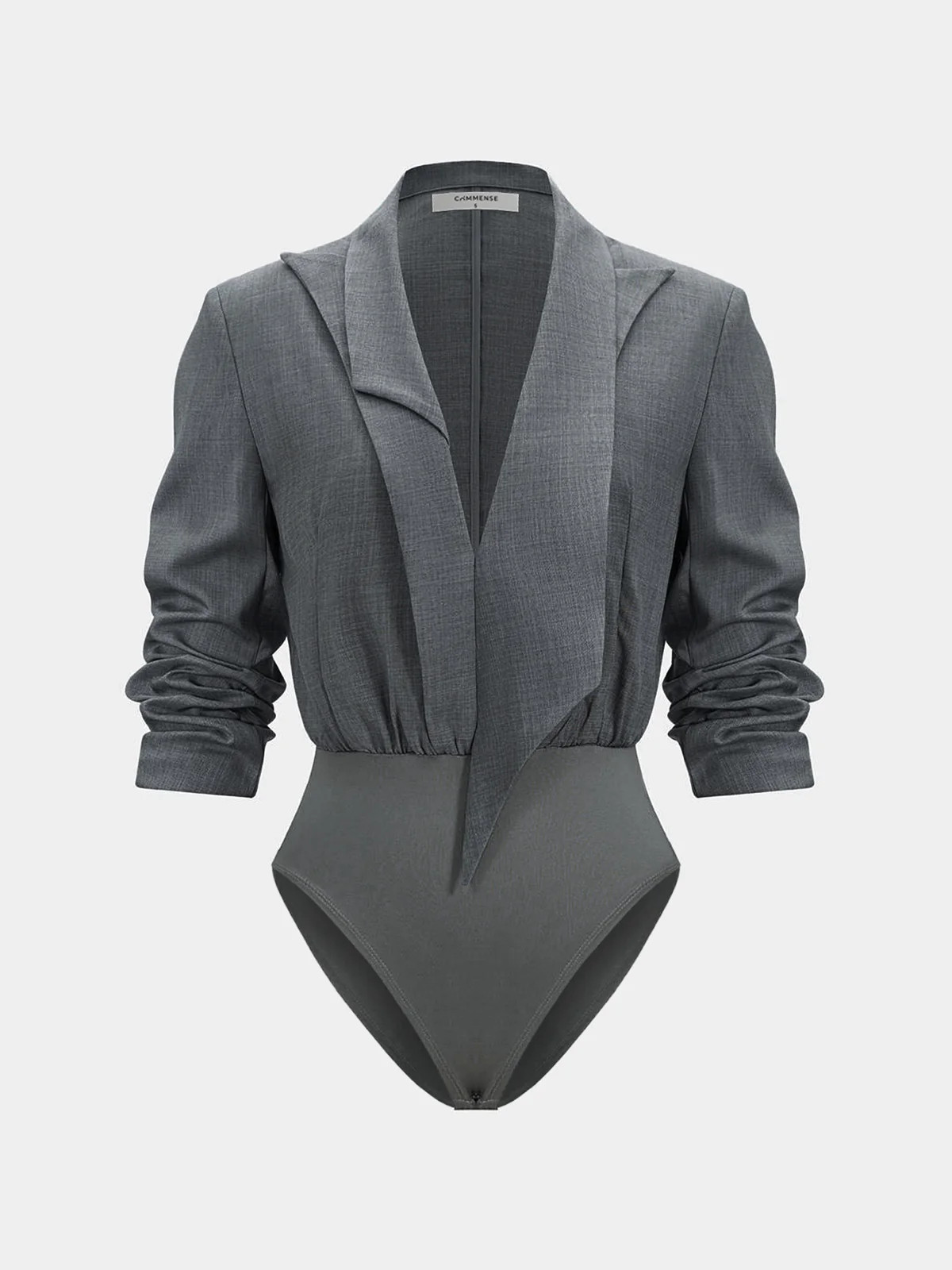 Long-Sleeve Blazer-Collar Bodysuit | Commense