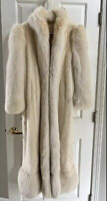 IVORY WHITE MINK AND FOX FUR COAT LONG MEDIUM Herman Furs | eBay US