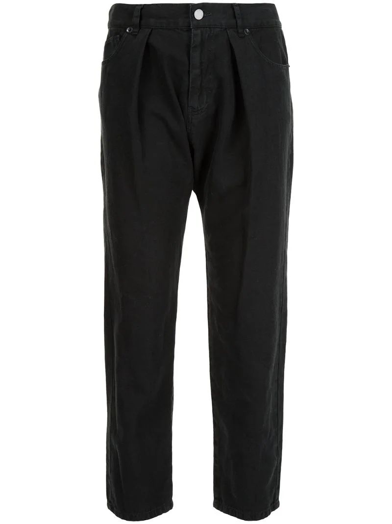 Nili Lotan cropped pleated trousers, Women's, Size: 2, Black, Cotton/Linen/Flax | FarFetch US