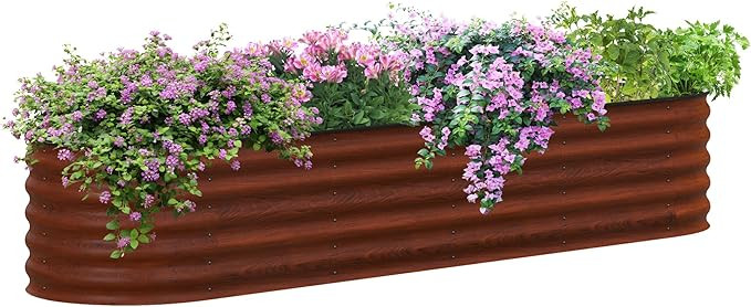 Outsunny 8' x 2' x 1.4' Galvanized Raised Garden Bed Kit, Outdoor Metal Elevated Planter Box with... | Amazon (US)
