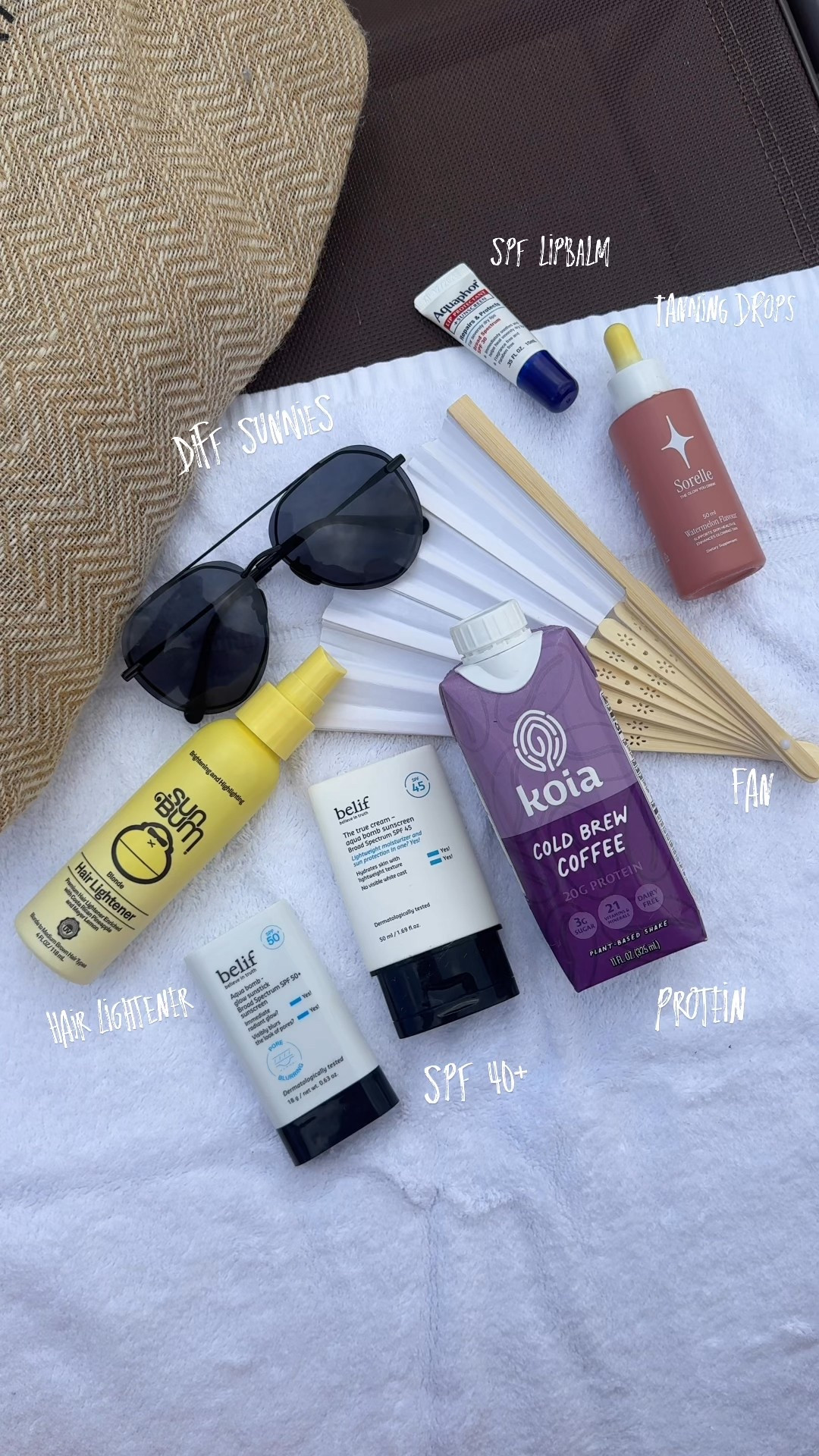 summer essentials☀️

😎DIFF Eyewear have been THE only sunnies I’ve worn this summer, oversized, so trendy & polarized!

👩‍🦳Sun Bum hair lightener spray, sworn by this for years for natural hair lightening and highlights 

🌱Koia protein shakes are my new fave for a yummy, quick protein fix

🩵Belif sunscreen has been my go to, especially the face stick, it blurs pores, isn’t greasy and works SO well

💄Aquaphor lip balm bc I realized none of my other chapsticks had SPF, WTF?!

☀️Sorelle tanning drops are the GOAT, I owe my entire tan to this product, suspiciously obsessed with this product

I love that all of these are purse size making them perfect for travel and beach days!💕


#LTKSeasonal #LTKTravel #LTKBeauty