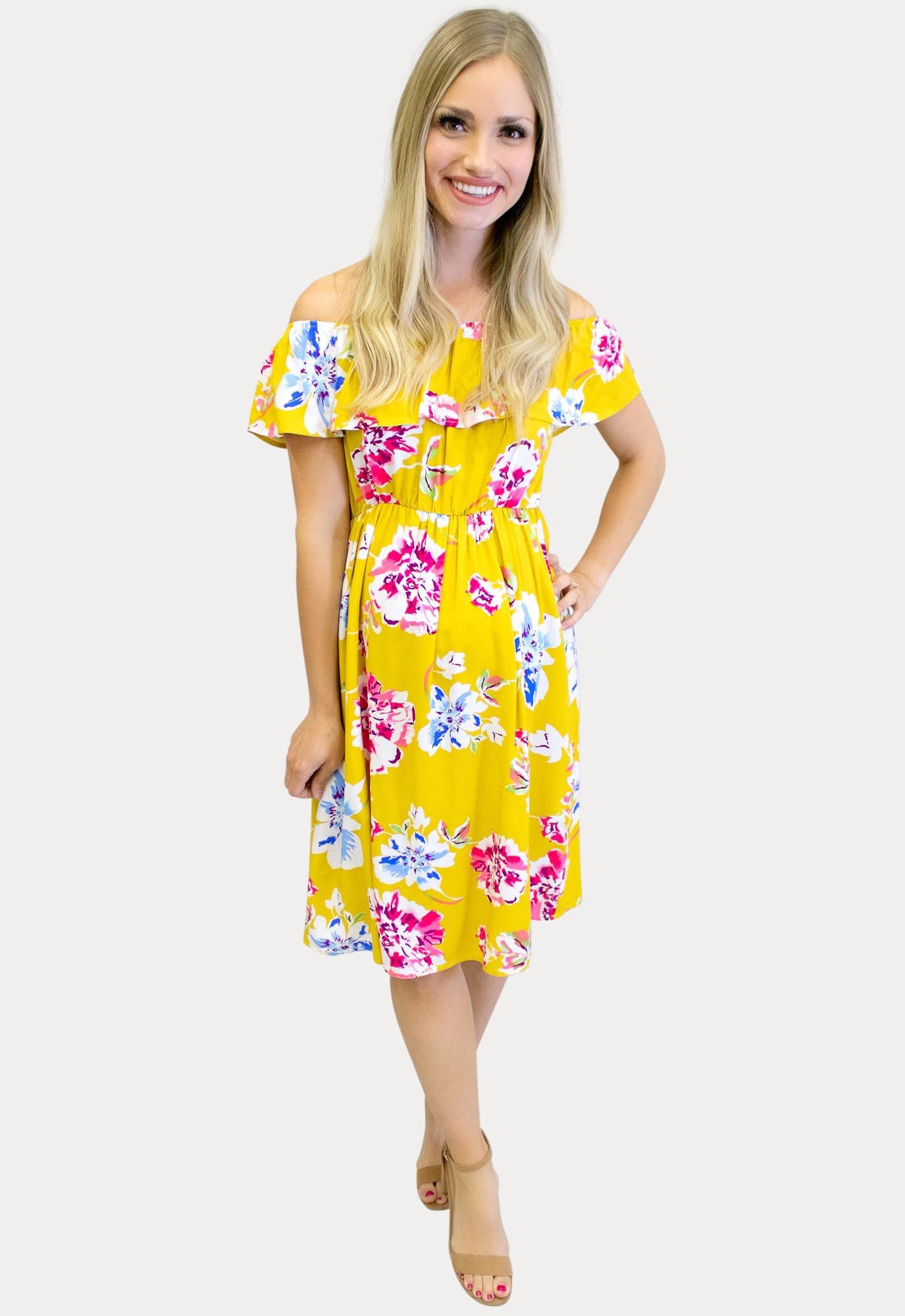 Yellow Off the Shoulder Maternity Dress - Sexy Mama Maternity | Sexy Mama Maternity