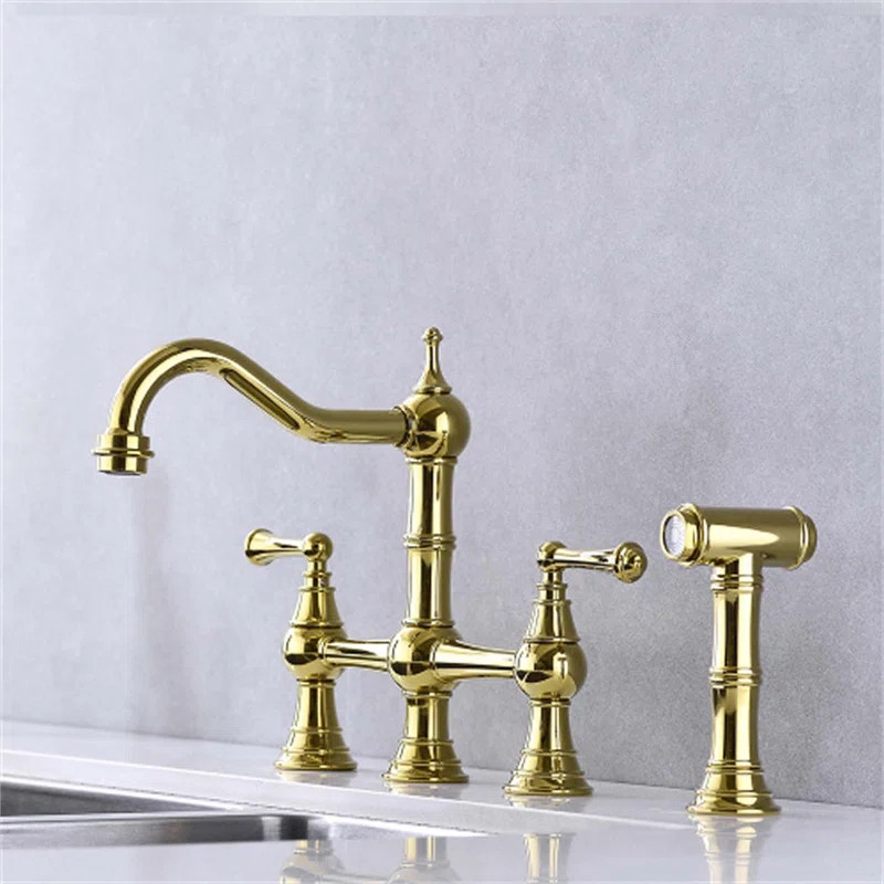 ZQP-THQ7006TGA Pull Out Bridge Faucet with Accessories | Wayfair Professional