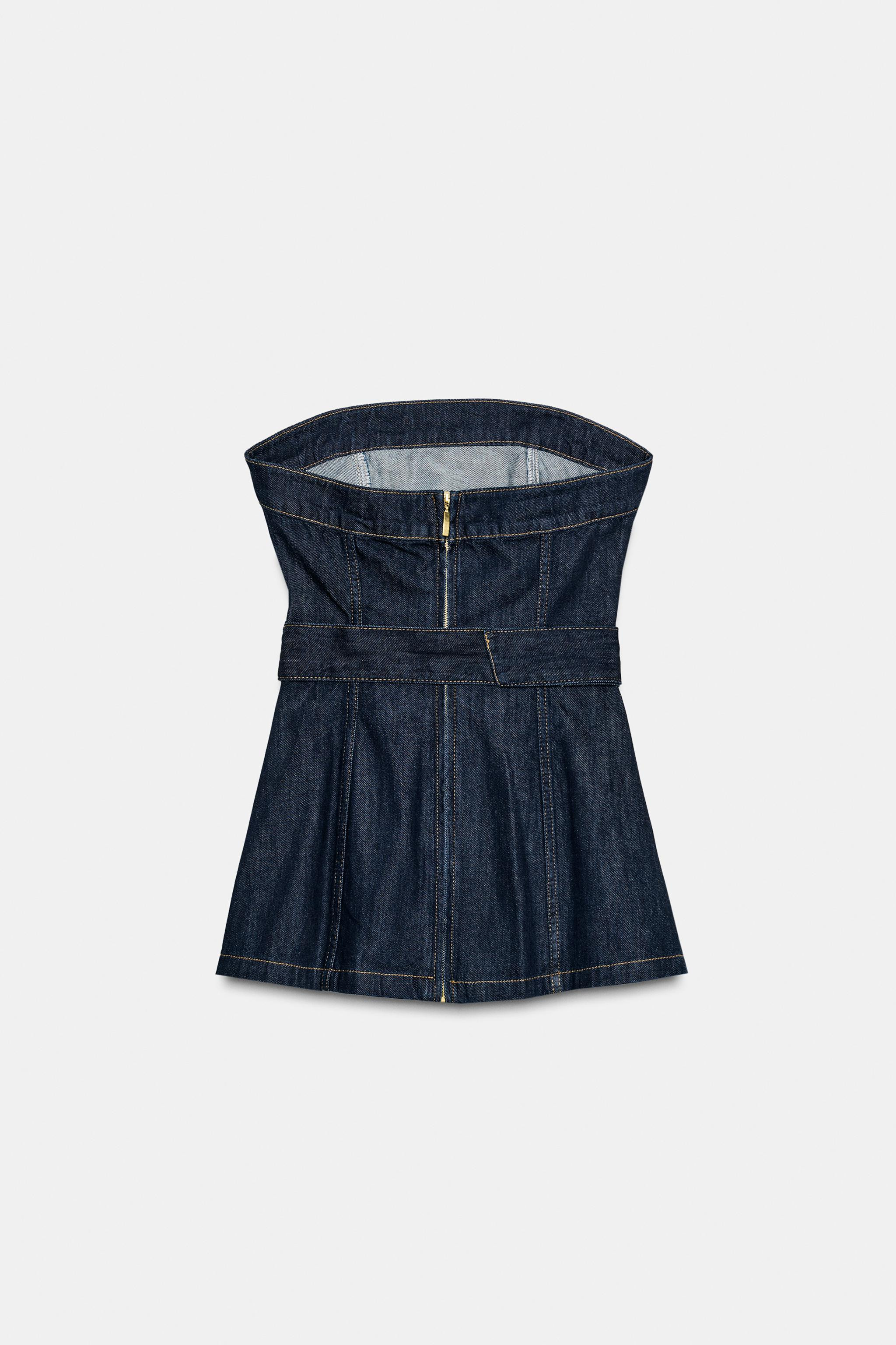 Z1975 DENIM STRAPLESS BELTED TOP | Zara US