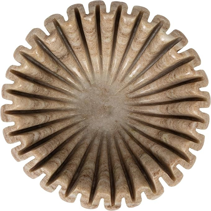 Creative Co-Op Round Marble Pleated Dish, Green | Amazon (US)