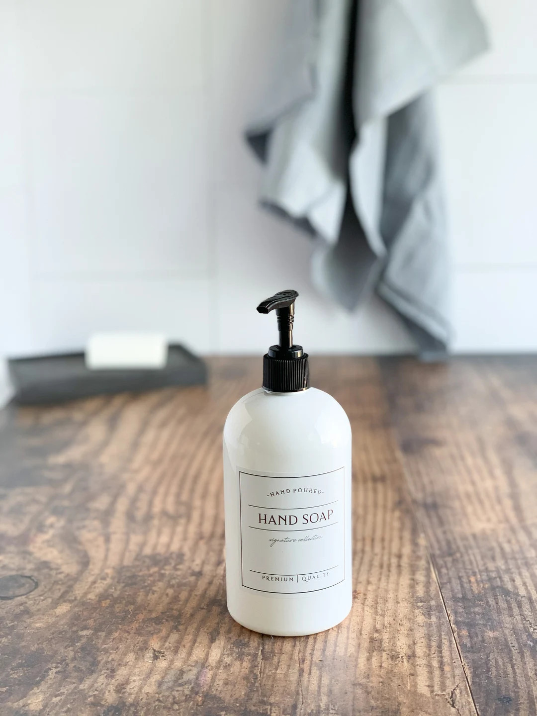 WHITE, 16oz PLASTIC Soap Bottle, White Hand Soap or Dish Soap Bottle with Waterproof Labels, Refi... | Etsy (US)