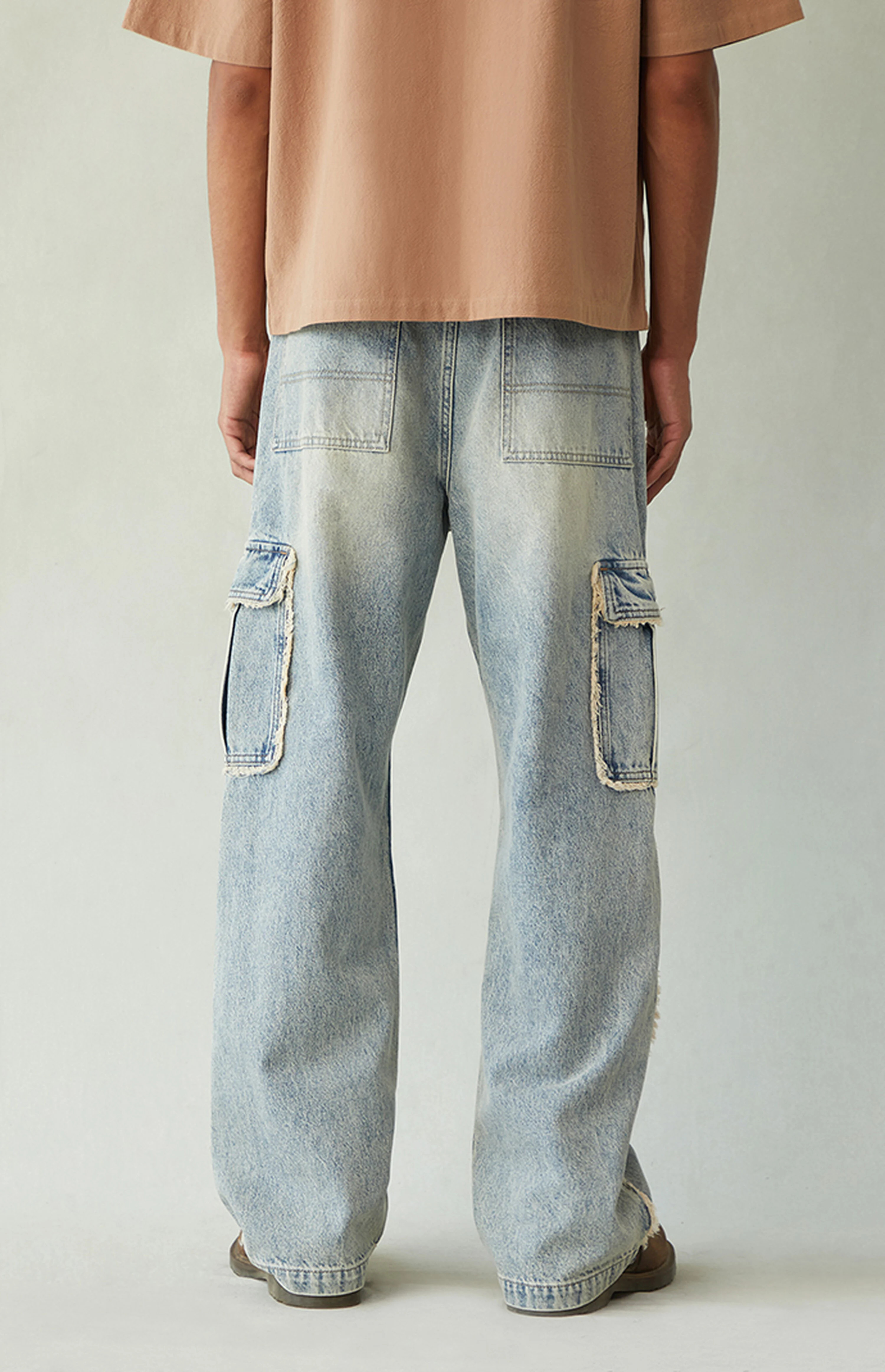 Pacsun Dylan Baggy Jeans Cargo Frayed Light Indigo | PacSun
