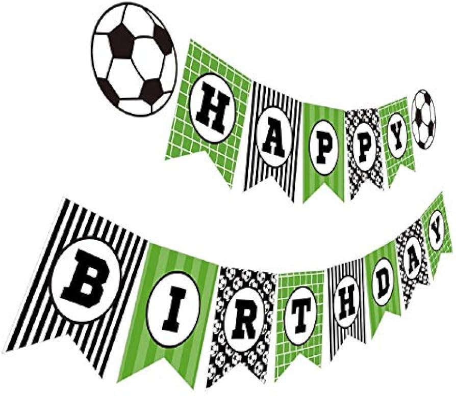 Soccer Birthday Banner, Soccer Theme Happy Bday Bunting Sign, Soccer Party Decoration | Amazon (US)