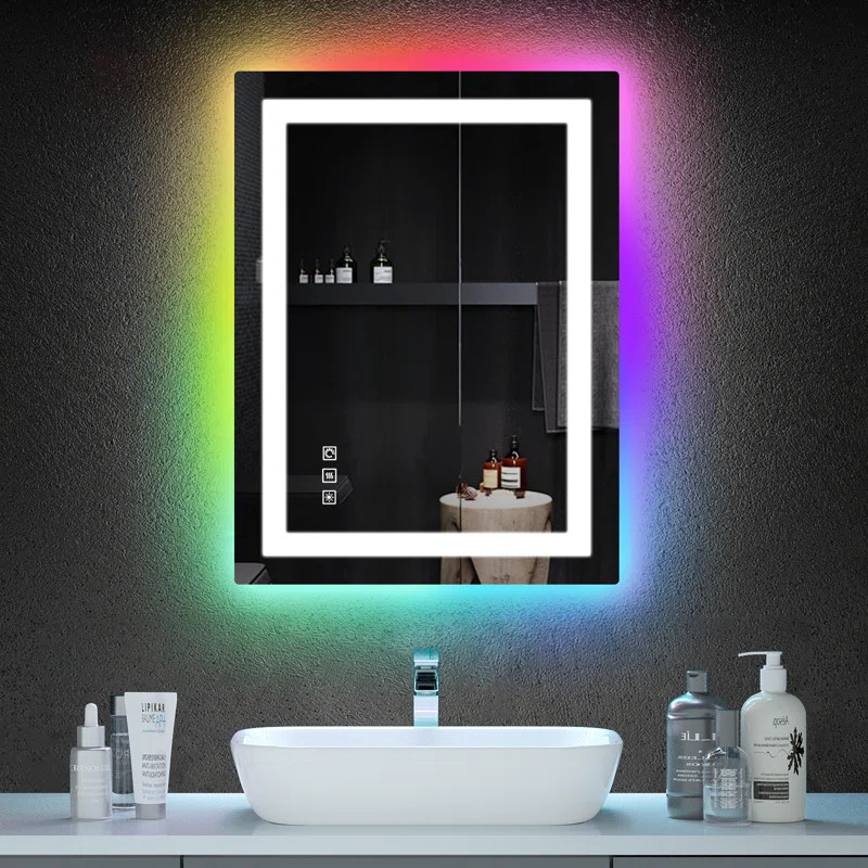 Gaulrapp Anti-Fog RGB Backlit & LED Frontlit Bathroom / Vanity Mirror with Tempered Glass & ETL | Wayfair North America
