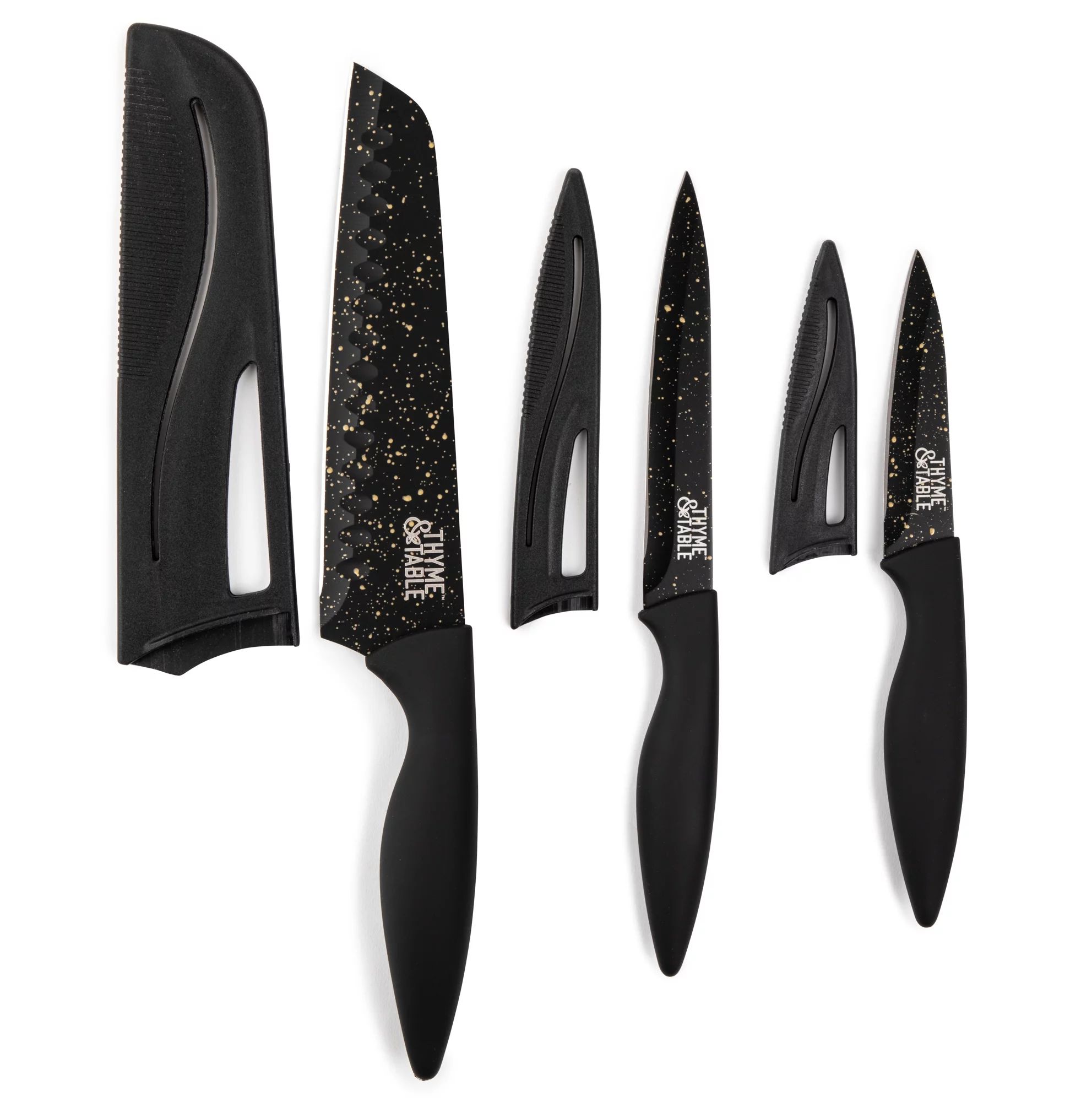 Thyme & Table Non-Stick Coated High Carbon Stainless Steel Speckled Kitchen Knives, 3 Piece Set | Walmart (US)