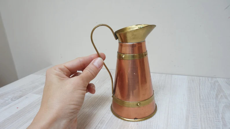 Pitcher Copper Brass Vintage Retro Minimalist Bronze 1960s - Etsy | Etsy (US)