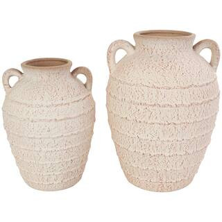 Cream Ceramic Textured Vase Set with Handles & Terra Cotta Accents By Ivory And Iris | Michaels® | Michaels Stores