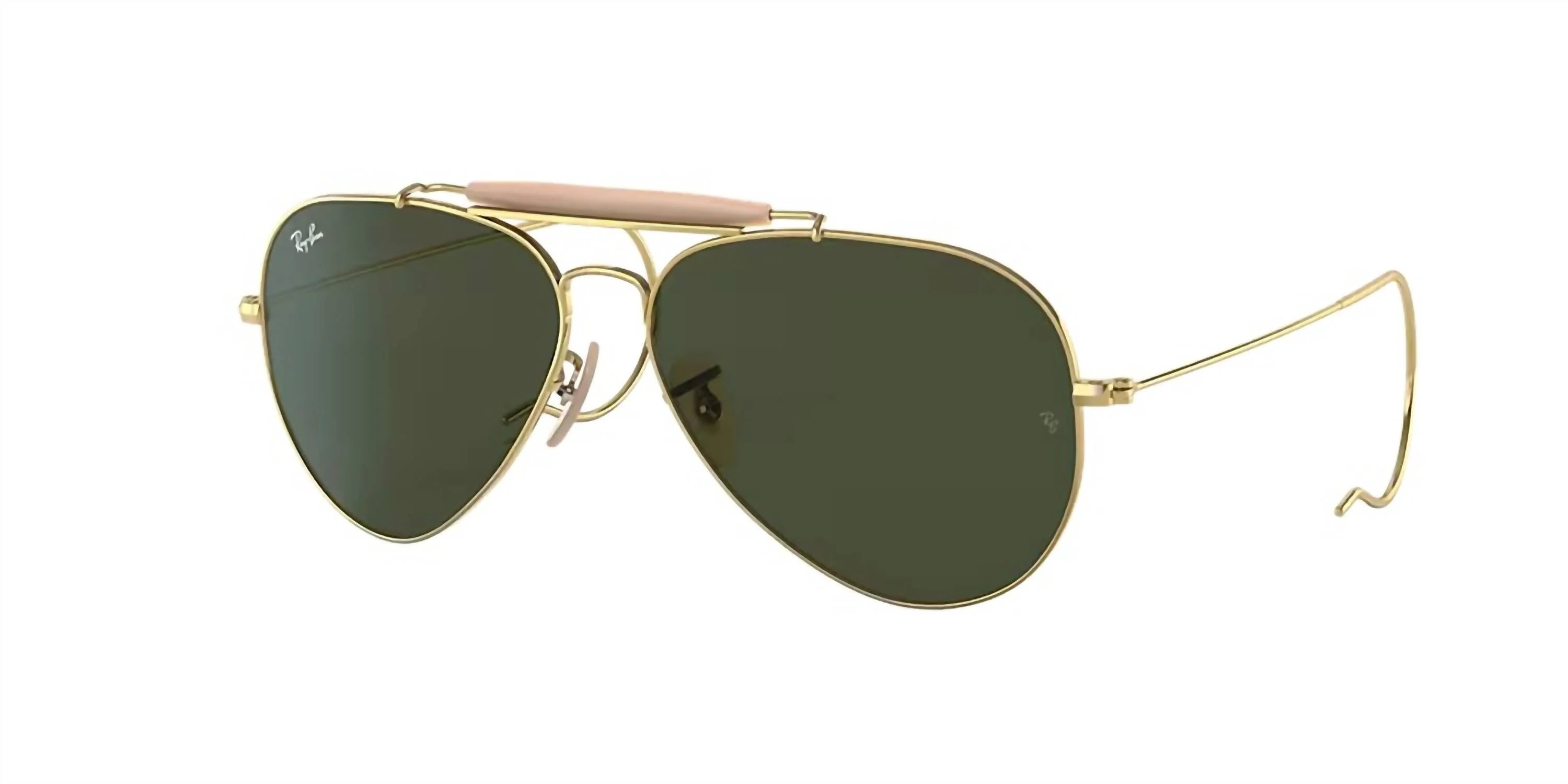 Women's Outdoorsman Aviator Sunglasses In Gold, Green Lens | Shop Simon