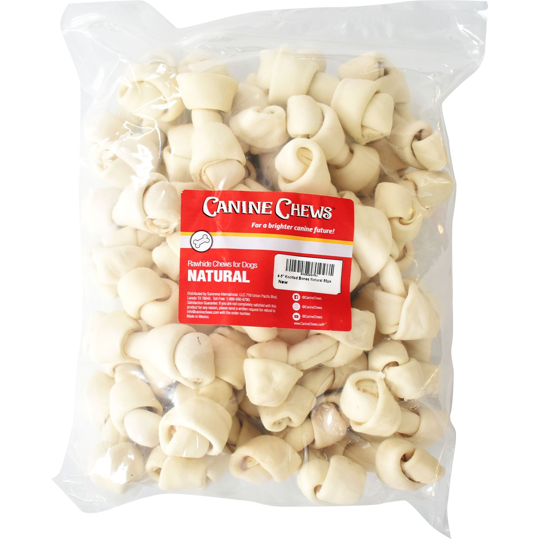 Canine Chews 4-5-inch Long Lasting Knotted Beef Flavor Dental Dog Bones, 50 count | Chewy