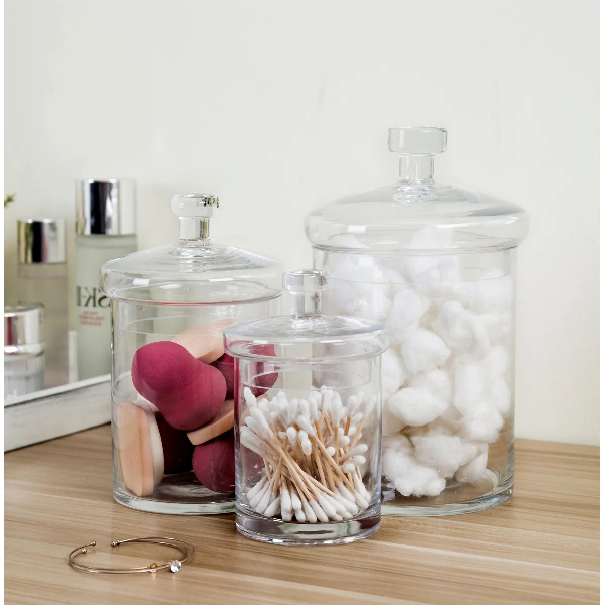 Glass 3 Piece Bathroom Storage Container | Wayfair North America