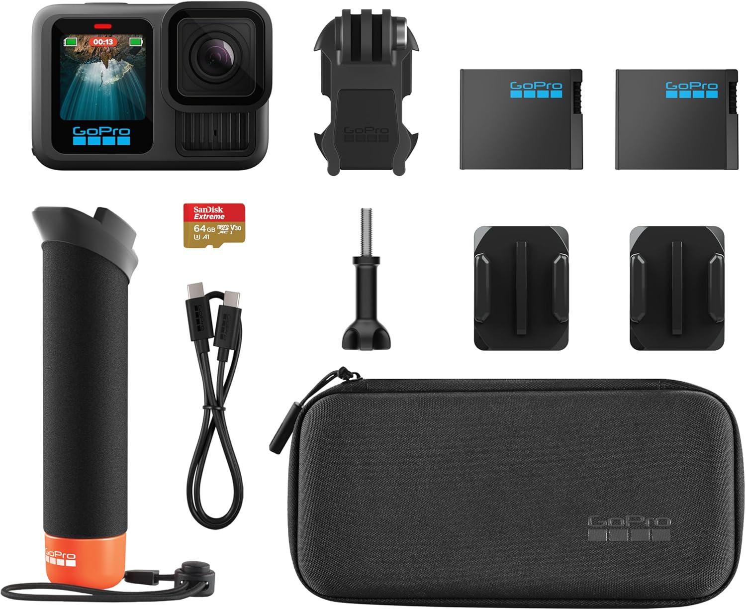 GoPro HERO13 Black Accessory Bundle - Includes The Handler, 2 Enduro Batteries, 2 Curved Adhesive... | Amazon (US)