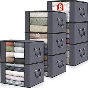 Fab totes 8-Pack Clothes Storage, Foldable Blanket Storage Bags, Storage Containers for Organizin... | Amazon (US)