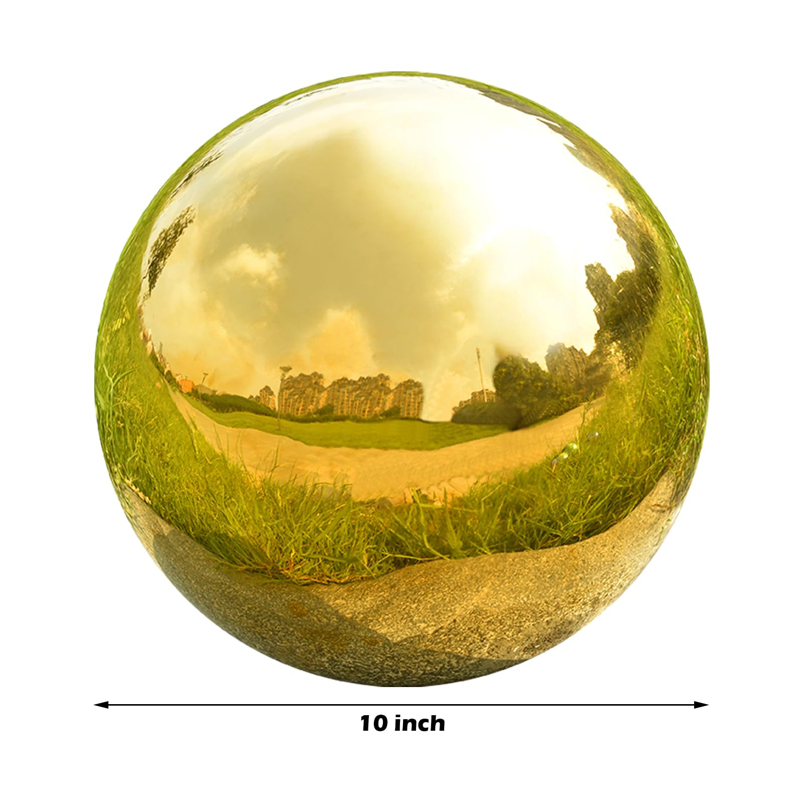 Nerien 10 Inch Gazing Ball, Stainless Steel Garden Mirror Globe, Polished Ornament Sphere, Hollow Floating Reflective Hemisphere, Home Outdoor Pond Housewarming Swimming Pool Decoration Gift, Gold | Amazon (US)