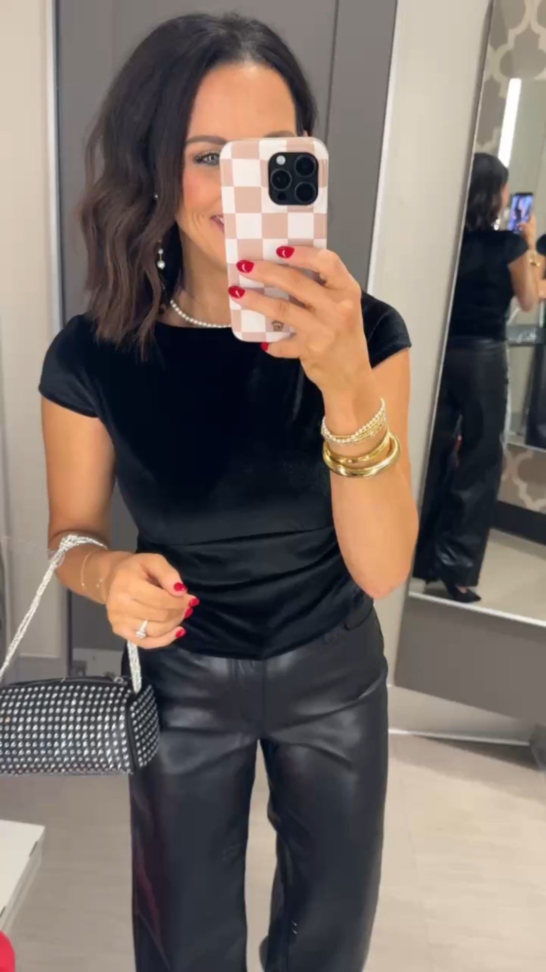 Such a cute winter date night outfit or girls night outfit! These faux leather pants are such great quality I love the fit, they fit tight in the hips but have a more straight leg so they are super comfy! Aprilwilks target fashion finds women’s fashion finds target viral faux leather pants Christmas party outfit inspo holiday time party outfit inspo women’s target clothes 

#LTKootd #LTKmomlife #LTKSeasonal