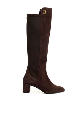 Albany Mid Heel Boot (Chocolate Suede) | Holland Cooper