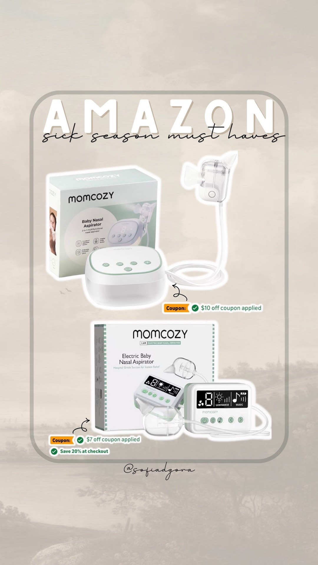 ✨ Amazon Sick Season Must Haves ✨
Because cold + flu season hits different when you’re a mom 😅 These Momcozy Nasal Aspirators have been a lifesaver — gentle, effective, and fast (even during those 2AM wakeups 💤).

🍼 Hospital-grade suction that’s safe for newborns
💨 Quick and easy to clean
💚 Available on Amazon — with coupons live right now ($7–$10 off + extra savings at checkout!)

Save this for later and shop directly from my LTK linked below! 💕

#momcozy #babyhealth #amazonfinds #sickseason #babyessentials #LTKbaby #LTKfamily #LTKunder50 #LTKmoms #LTKAmazonFinds

#LTKFindsUnder50 #LTKFamily #LTKSeasonal