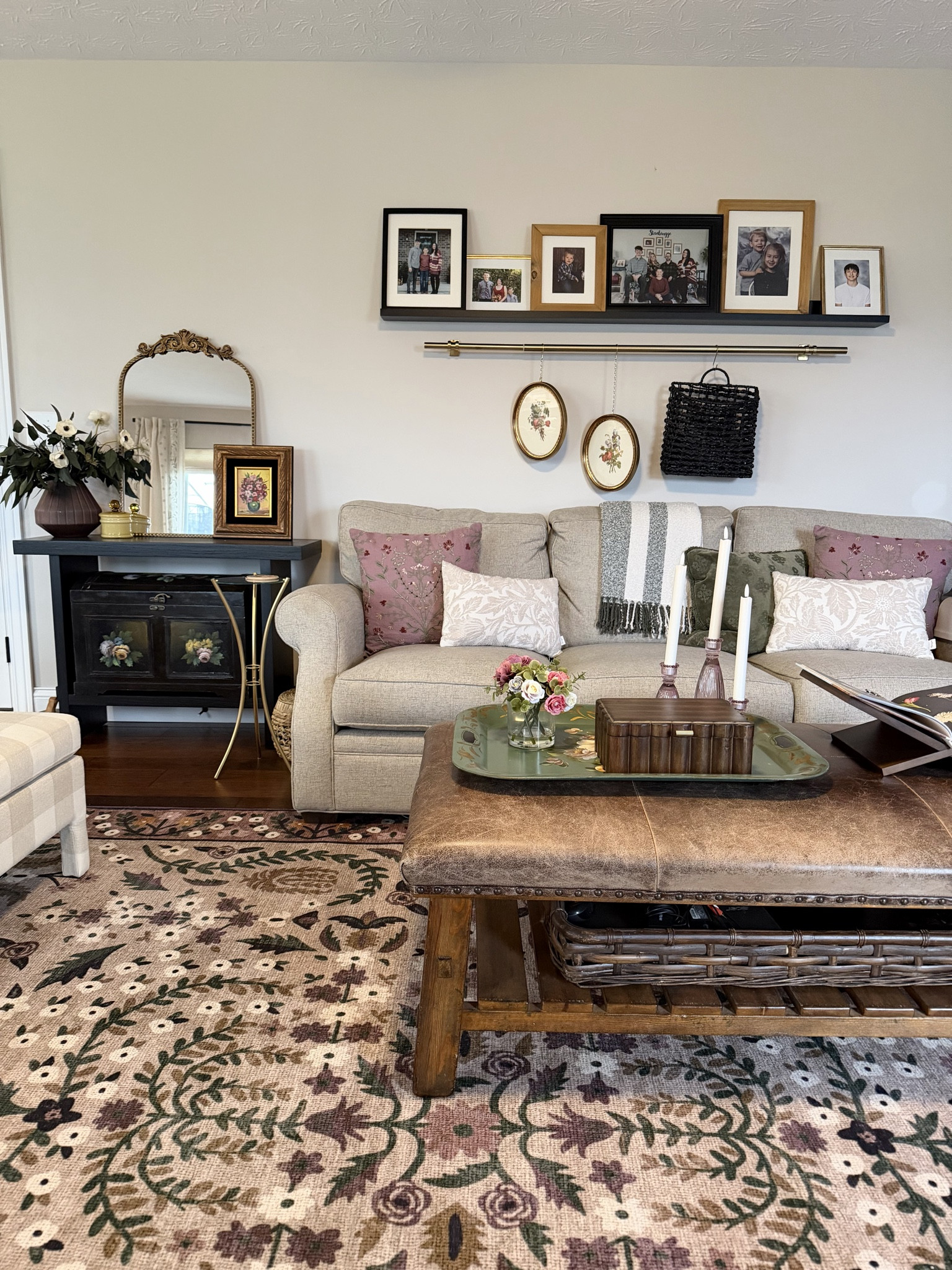 Our modern vintage living room! That ottoman is completely customizable! We’ve had it for 15 years bc it’s just so timeless! 

#LTKFindsUnder50 #LTKOver40 #LTKHome