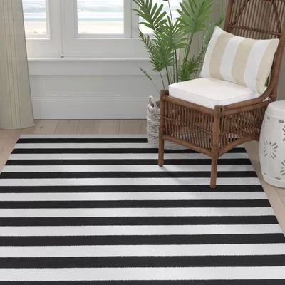 Anniedale Striped Hand-Woven Cotton Black/White Area Rug Longshore Tides Rug Size: Rectangle 8' x 10 | Wayfair North America