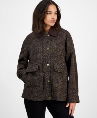Bcbg Women's Corduroy-Collar Barn Jacket, Exclusively at Macy's - Menswear Check | Macy's