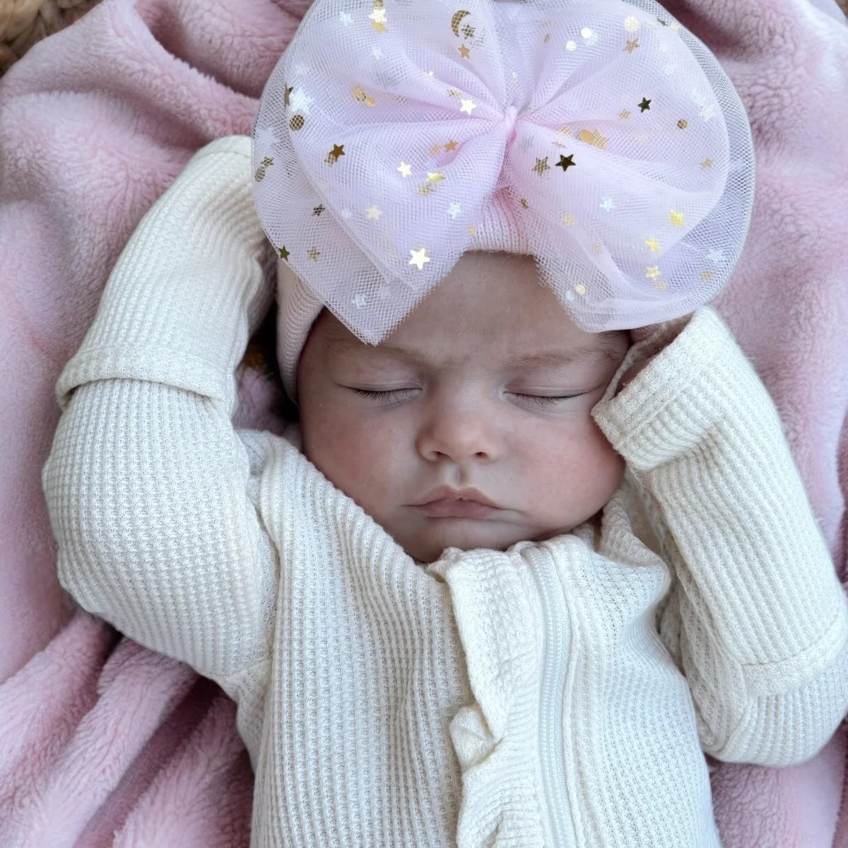 Baby's First Hat, Petal Pink Star Tulle Bow | SpearmintLOVE