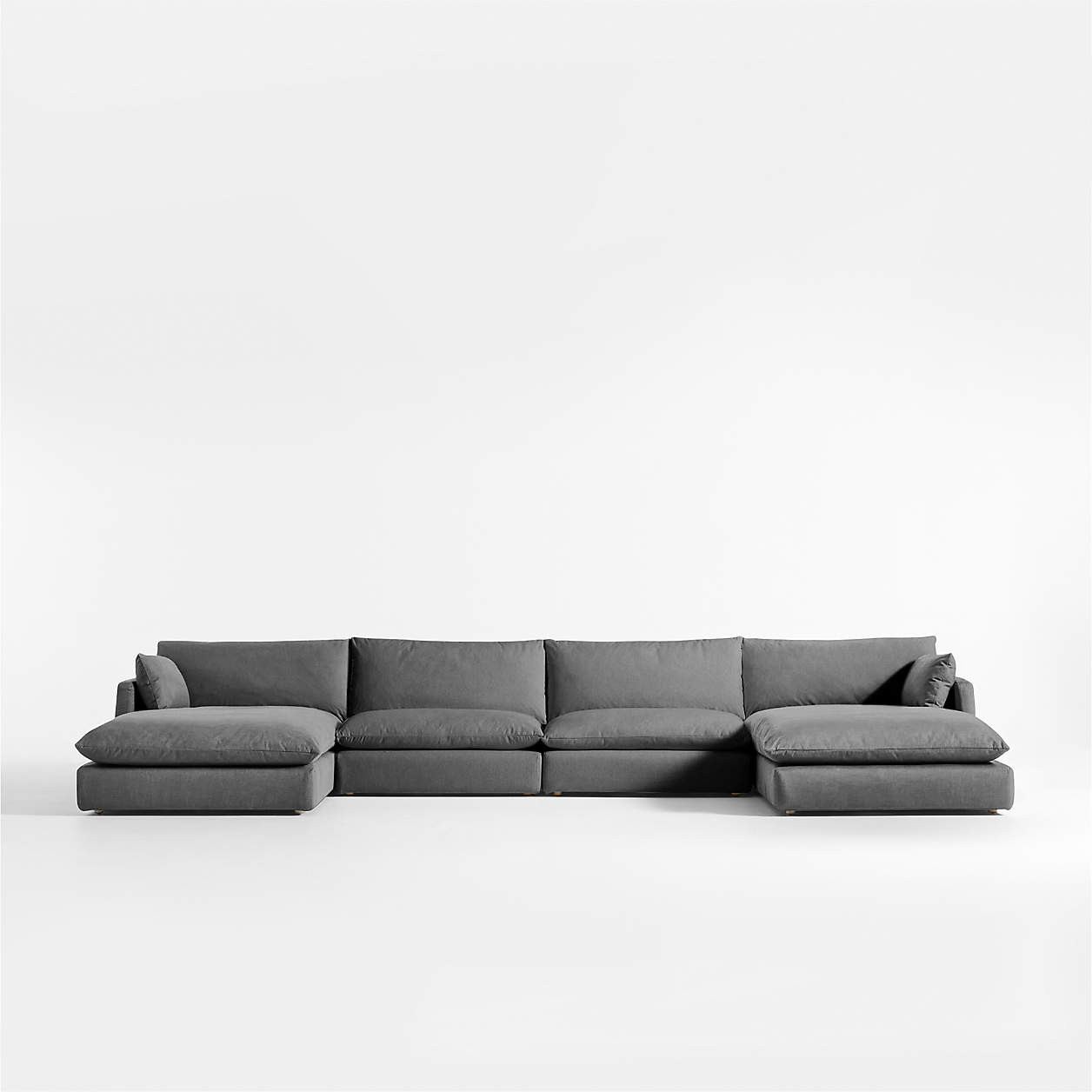 Unwind Modular 4-Piece U-Shaped Slipcovered Sectional Sofa with Double Chaise Lounge + Reviews | ... | Crate & Barrel