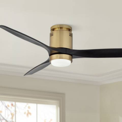 52" Windspun DC Soft Brass LED Hugger Ceiling Fan with Remote | Lamps Plus