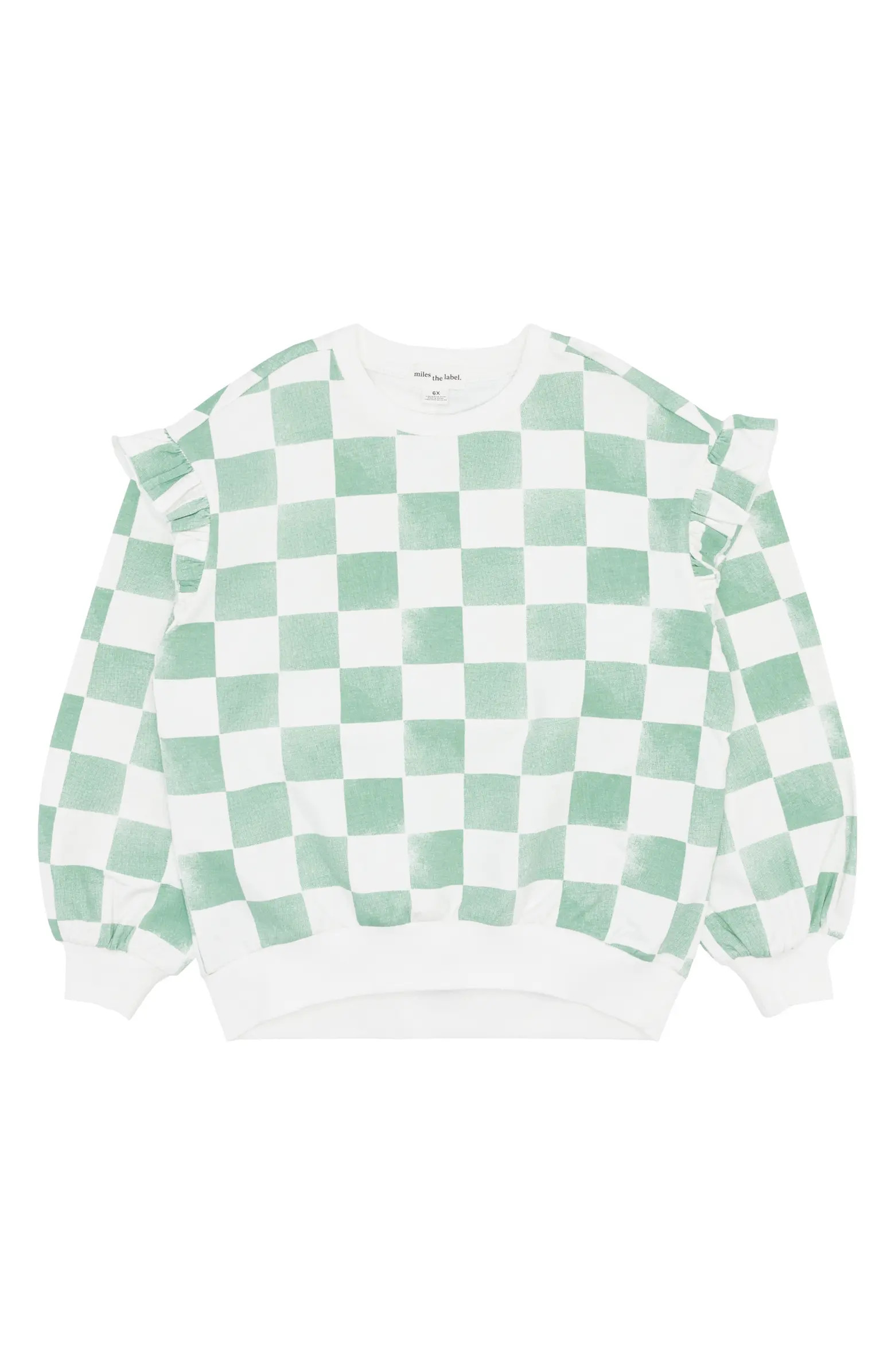 MILES THE LABEL Kids' Check Print Organic Cotton Sweatshirt | Nordstrom | Nordstrom
