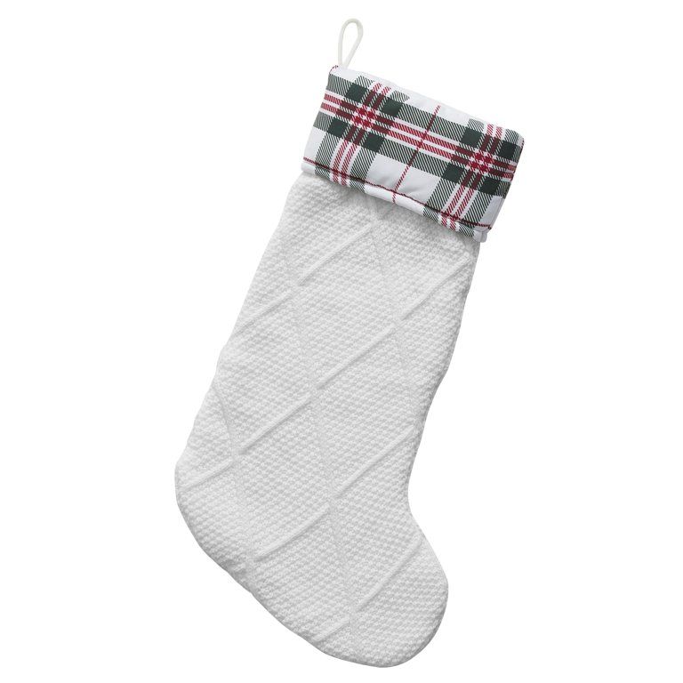 My Texas House Presley Bright White Plaid Christmas Stockings, 21" - Walmart.com | Walmart (US)