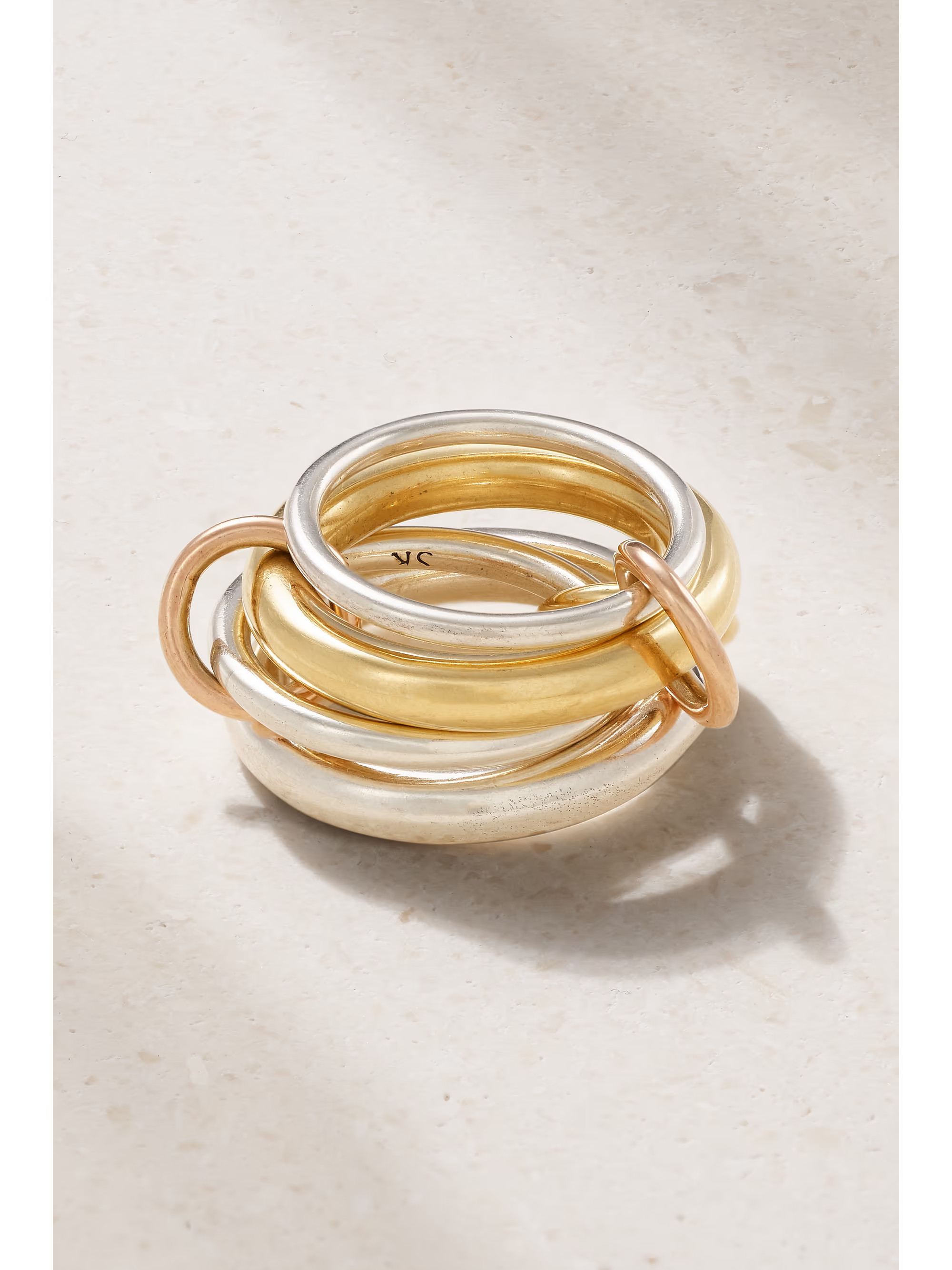 Cici set of four 18-karat yellow and rose gold and sterling silver rings | NET-A-PORTER (UK & EU)