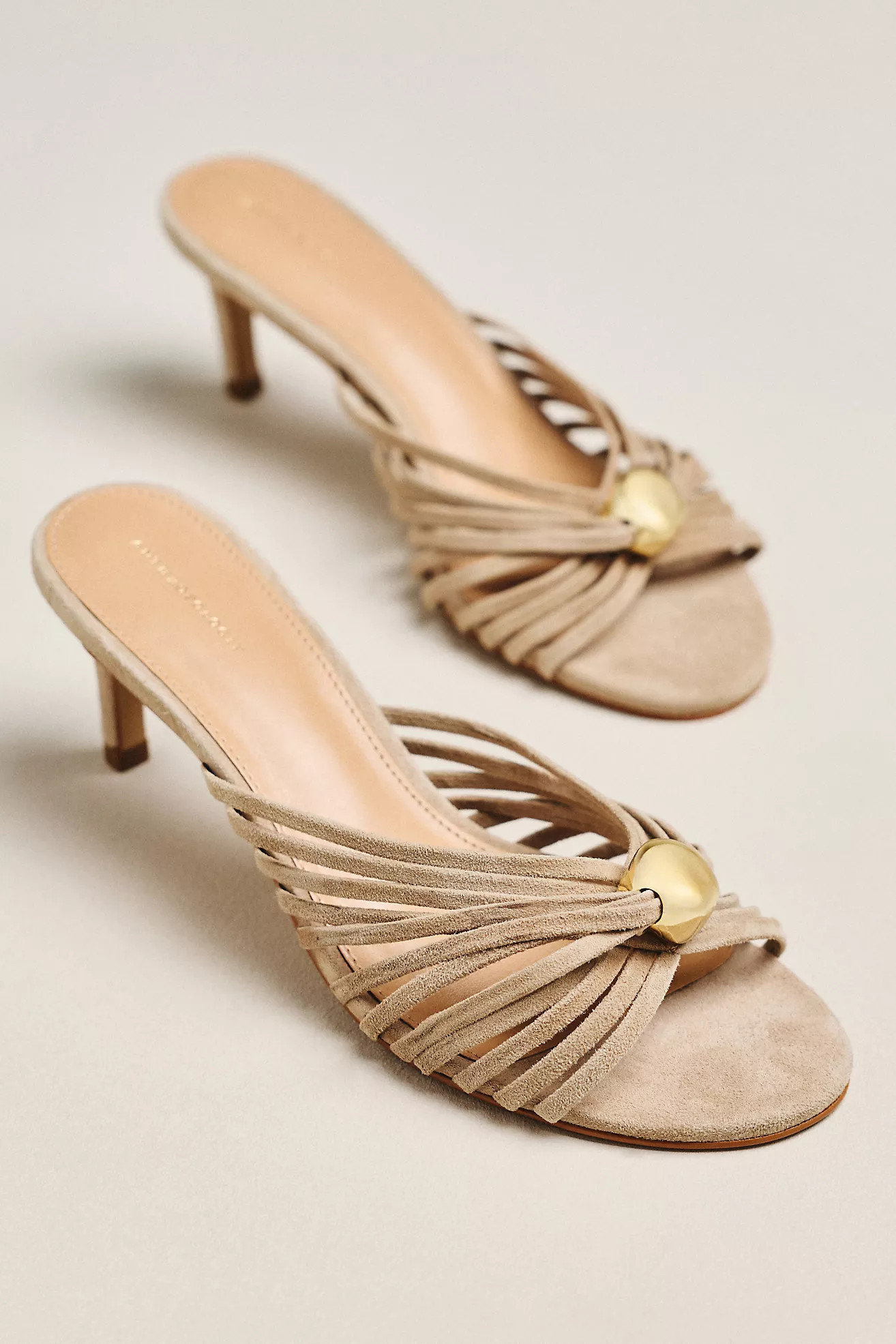 By Anthropologie Strappy Metallic Kitten Heel Sandals | Anthropologie (US)