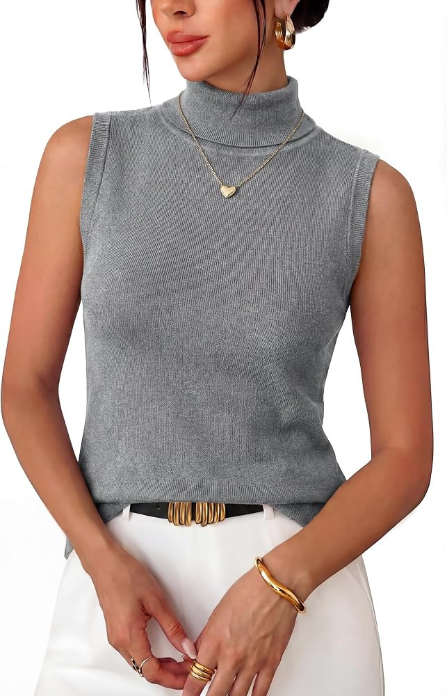 Arach&Cloz Women's Wool Blend Slim Fit Soft Turtleneck Business Casual Tank Tops | Amazon (US)