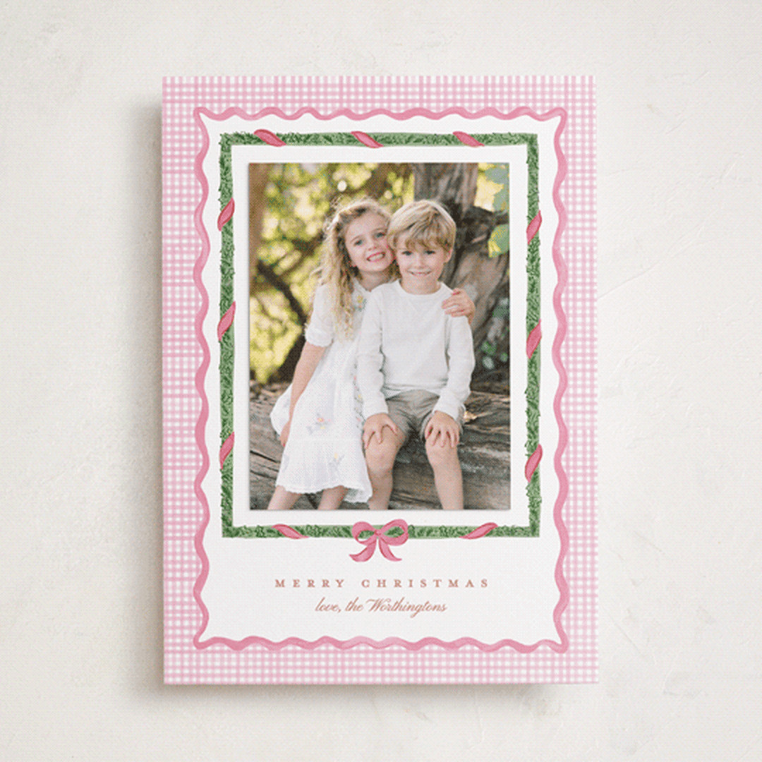 "Christmas maximalism" - Customizable Holiday Photo Mount Cards in Green or Red by Creo Study. | Minted