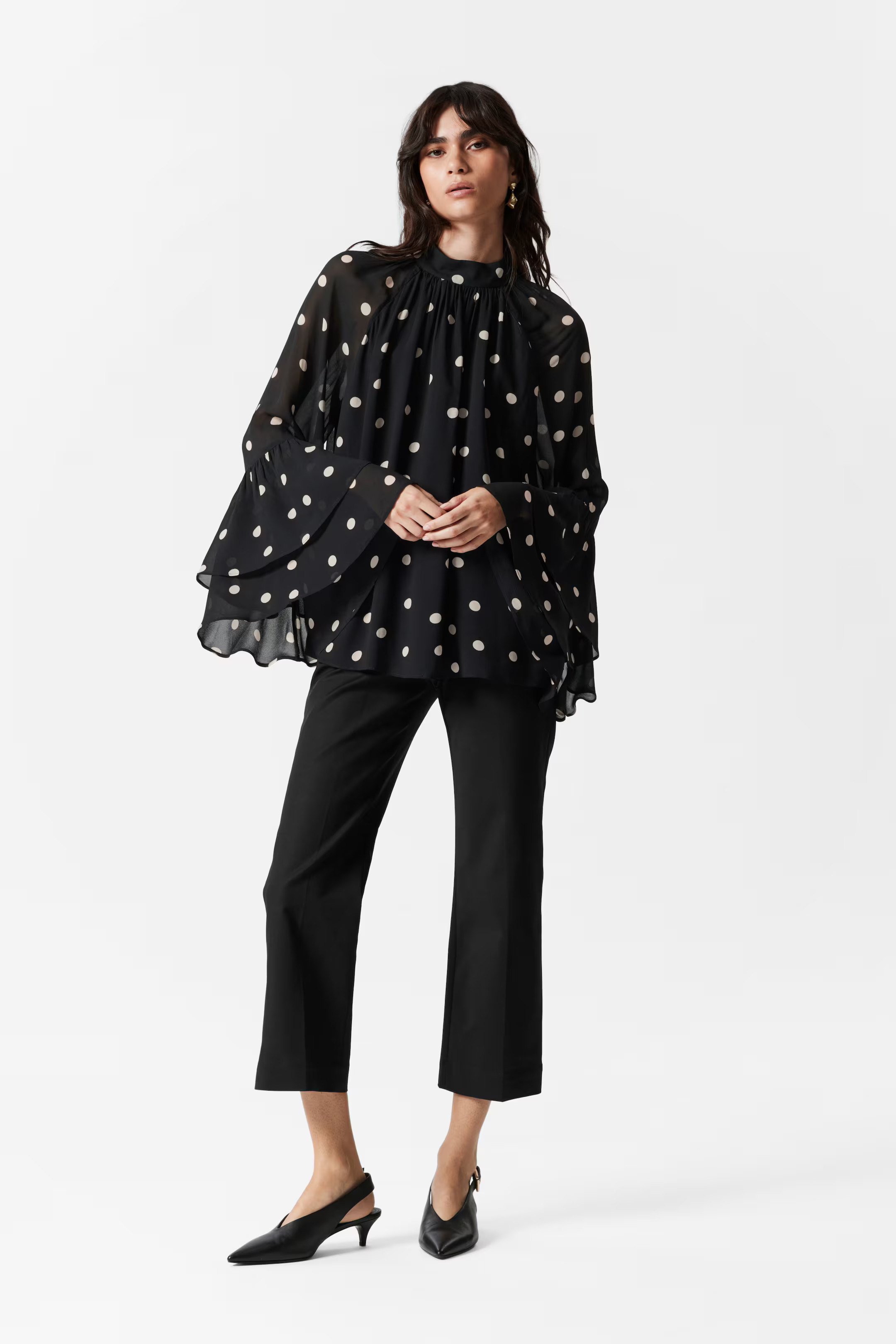 Flounced Stand-Collar Blouse | H&M (UK, MY, IN, SG, PH, TW, HK)