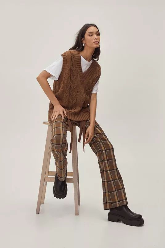 Premium Check Flare Tailored Trouser | Nasty Gal (US)