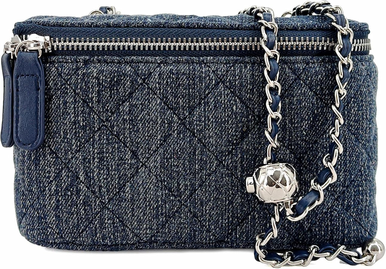Mini Quilted Denim Crossbody Bag for Women, Small Jean Purse with Adjustable Chain Strap, Boxy De... | Amazon (US)
