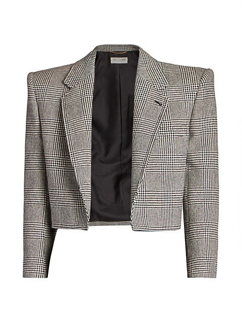 Glen Check Cropped Blazer | Saks Fifth Avenue