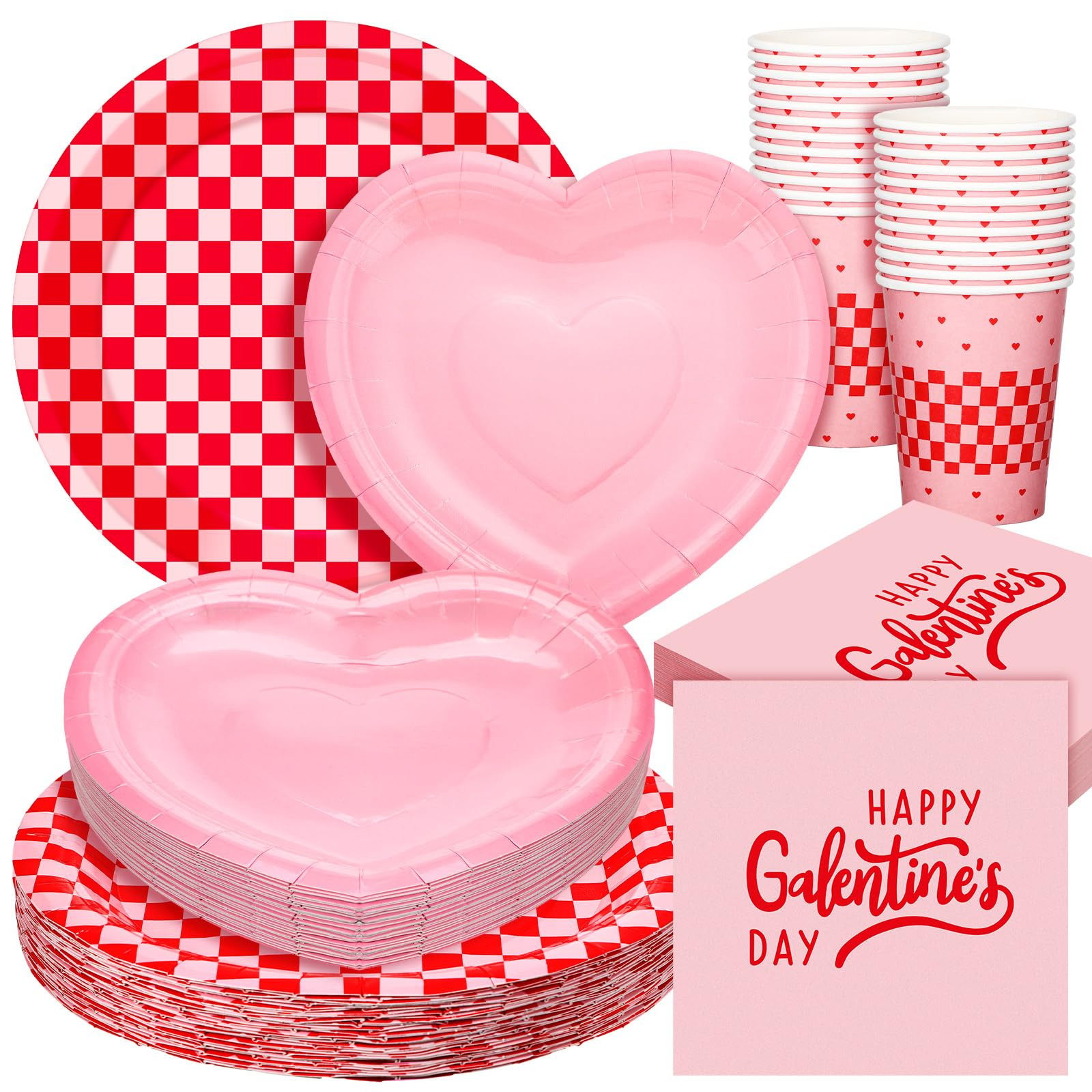 Zhehao 112 Pcs Galentine's Day Party Supplies Set for 24 Guests 9 Inch 7 Inch Paper Plates 9 oz C... | Amazon (US)