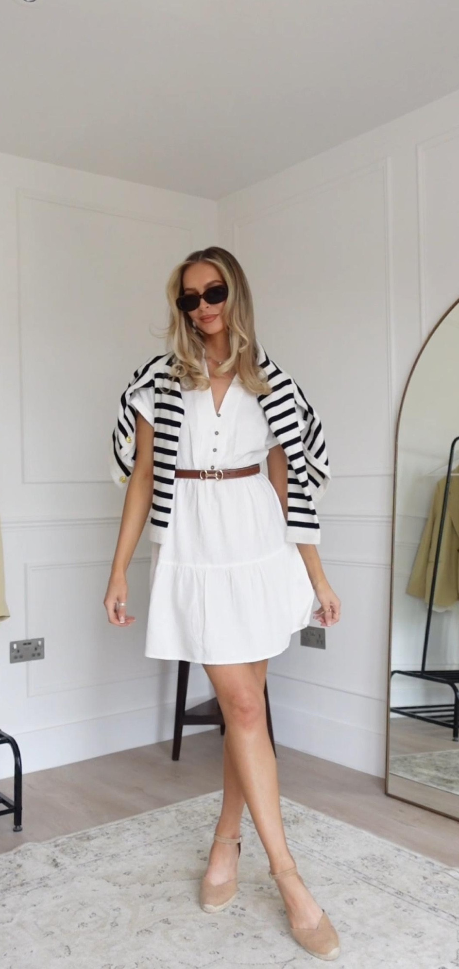 New Look, White dress, mini dress, stripe cardigan, knit cardigan, bodycon dress, mini dress, mini shirt dress, raffia mules, sunglasses, summer fashion, chic style, casual outfit, ootd, fashion style, women's fashion, dress style

New look discount code: ALEXXCOLL15 ✨

#LTKeurope #LTKsummer #LTKstyletip