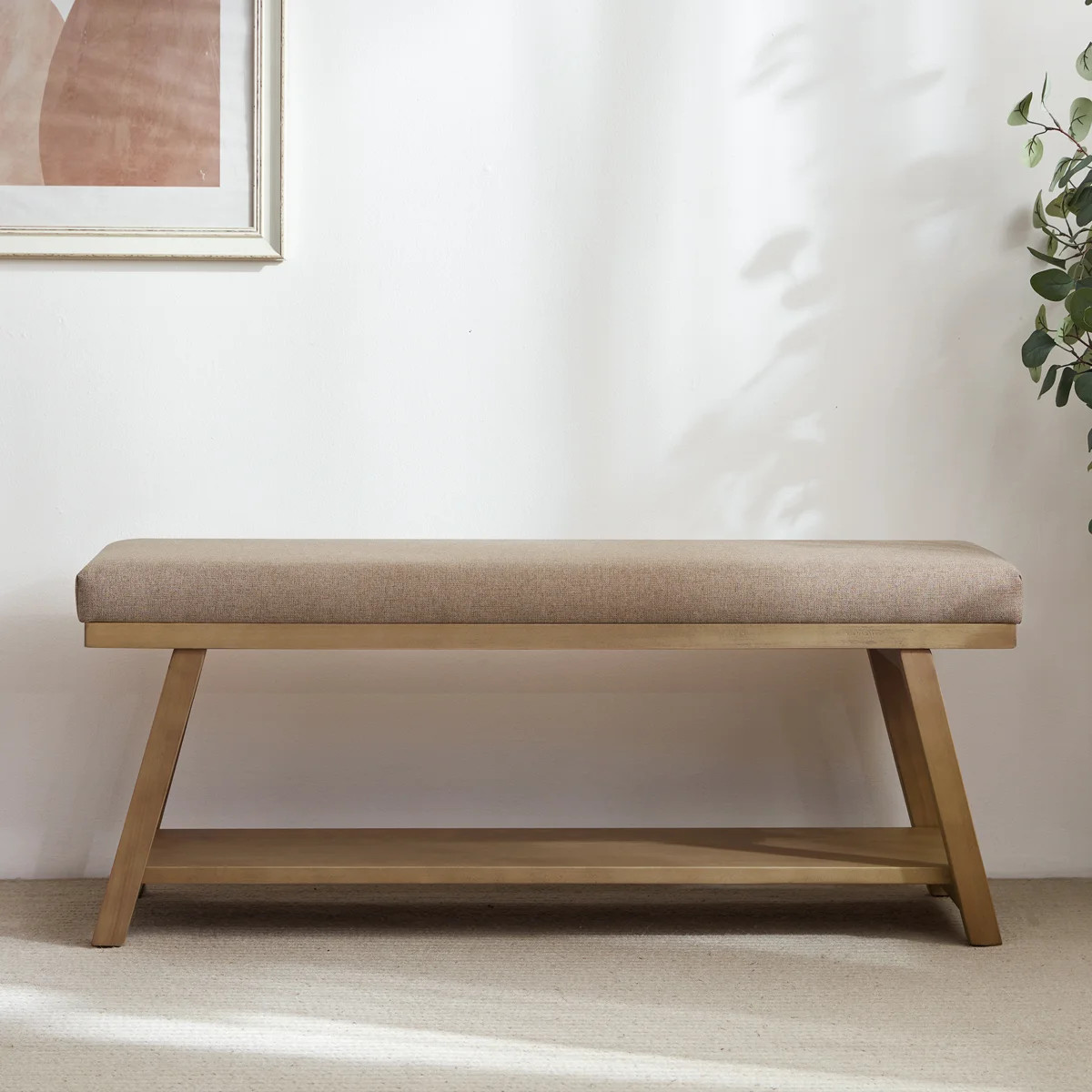 Hahnville 45.3" W Polyester Upholstered Storage Bench | Wayfair North America