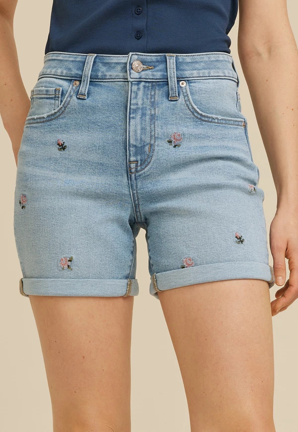 m jeans by maurices™ Floral Embroidered High Rise 5in Short | Maurices